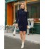 Auxo Femme Robe Pull Longue Sexy Pull à Col Haut Manche Longue Pulls Épais Casual Robe Automne Hiver Fille Pull-Over Sweat-Shirt