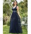 Ever-Pretty Robe de Soirée Femme Longue Tulle à Paillettes Taille Empire avec Appliques Col V 00789