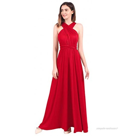 Robe longue convertible pour femme Robe de soirée de bal de mariage de cocktail Rouge X-Small