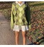 Y2K Pull en tricot à motif losanges avec col en V et manches longues pour femme Vert L
