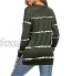 Micaloco T-Shirt Femme Manches Longues Top Col Rond Vêtement Mode Chic Rayé Coton Tee Shirt