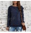 Cinnamou Nouveau Sweat-Shirt Couleur Unie pour Femmes Chemise Sweatshirt Épaules Dénudées Tops Chemisier Manches Longues Lâche Automne Irrégulier