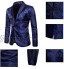 Charmlinda Blazer à sequins pour homme Veste de luxe à revers brillant Veste de smoking pour fête mariage banquet bal de fin d'année U-Navy Blue L