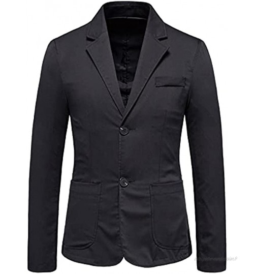 COOLL Hommes Blazer Costume Vestes Mode Couleur Unie Robe Manteaux Simple Boutonnage Deux Boutons Plus La Taille XL-5XL black-2XL