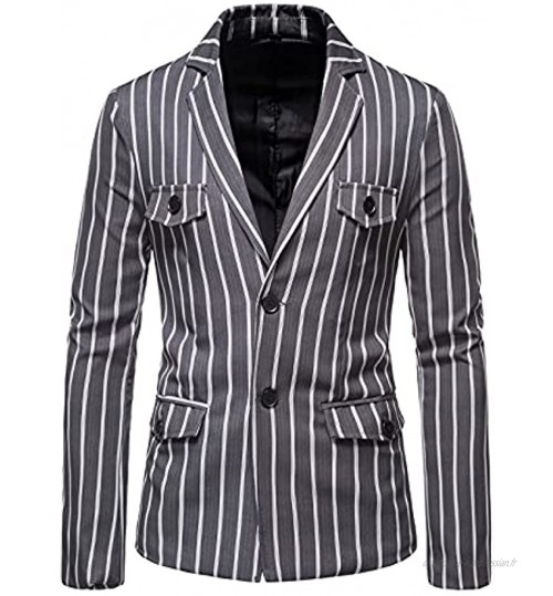 COOLL Hommes Blazer Costume Vestes Mode Rayé Robe Manteaux Simple Boutonnage Plus La Taille pour Les Mariages Dîner De Soirée De Bal XL-5XL stripe-5XL