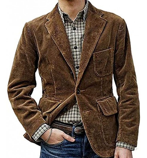 Manteau Cardigan pour Hommes Hauts de Vintage à Manches Longues Blazer Elegante Veste Formelle en Velours Côtelé