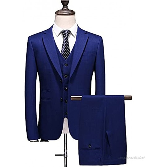 TWDYC Hommes Slim Bouton Costume Pure Color Robe Blazer Hôte Show Veste Manteau & Pant Mens Formel Color : Blue Size : 5XL 86-92kg