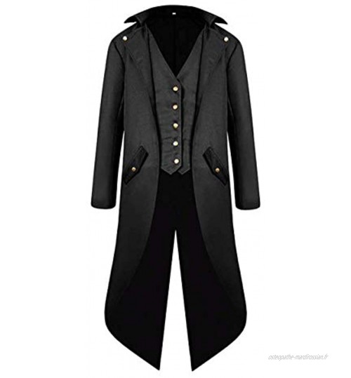 VERNASSA Déguisements Adultes Veste Homme Manteau Rétro Vintage Steampunk Gothique Tailcoat Jacket Uniforme Costume Partie Vêtements Praty Outwear Coat