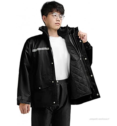 GAOXF Chaleur Et Velours Plus Coton Piquant Pluie Costume Coupe-Vent Et Imperméable d'hiver d'hiver à Emporter à Emporter à Froid épais épais NoirSize:X-Large,Color:Le Noir