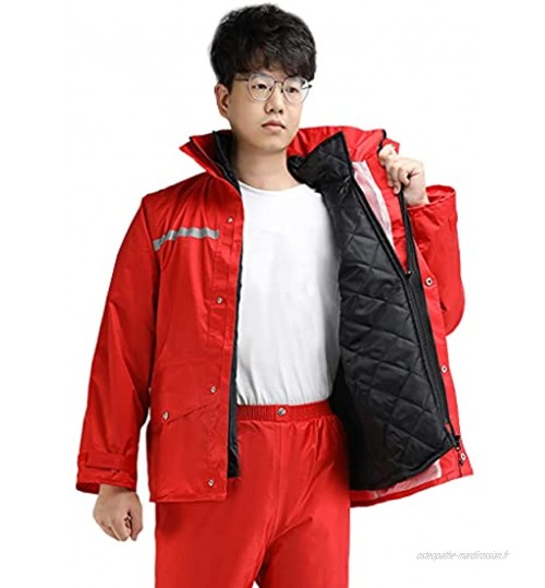 GAOXF Chaud Et Velours Plus Coton Imperméable Pluie Costume Coupe-Vent Et Imperméable d'hiver d'hiver à Emporter à Empiècements à FroidSize:X-Large,Color:Rouge