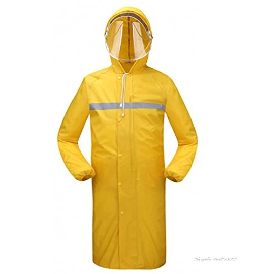 Veste de Pluie Longue de Pluie imperméable imperméable pour Hommes réfléchissant avec Capuche Réutilisable Color : Yellow Size : M