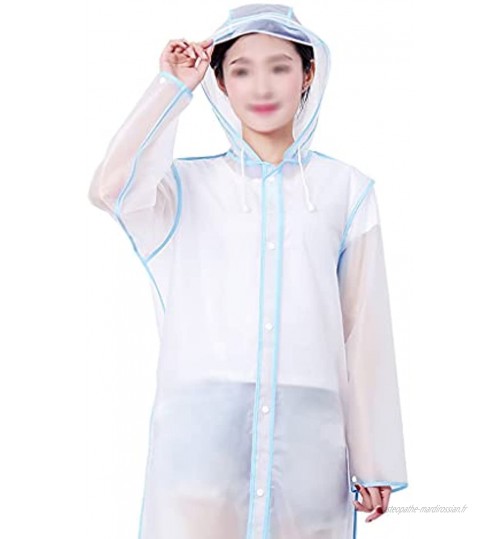 YQQMC Clear Adult Raincoat avec Capuche imperméable pour Hommes Femmes randonnée pédestre Camping pluvieux à l'extérieur Réutilisable Color : Blue Size : XL