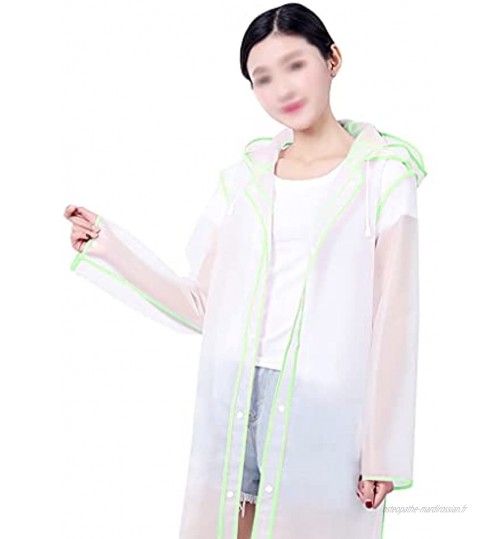 YQQMC Clear Adult Raincoat avec Capuche imperméable pour Hommes Femmes randonnée pédestre Camping pluvieux à l'extérieur Réutilisable Color : Green Size : XL