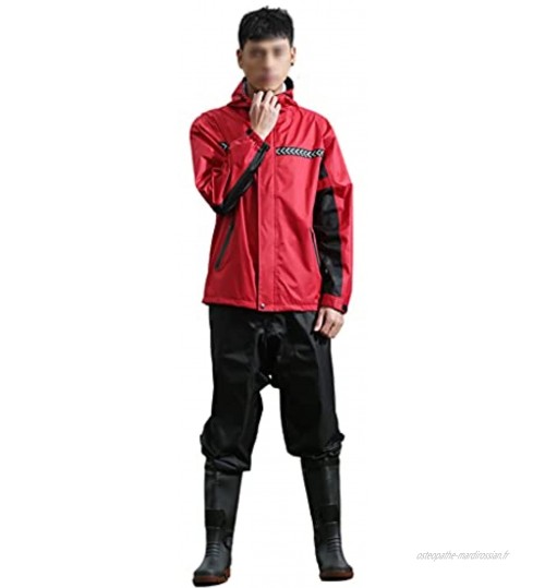YQQMC Costumes de Pluie pour Hommes Classiques pluviomètres Veste de Pluie imperméable Veste de Pluie et Pantalon de Pluie Réutilisable Color : Red Size : 6XL