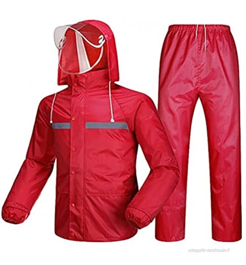 YQQMC Costumes de Pluie pour Hommes Femmes imperméables et Respirantes Manteaux de Pluie avec Bande réfléchissante Pantalon de Veste de Pluie Durable Réutilisable Color : Red Size : M
