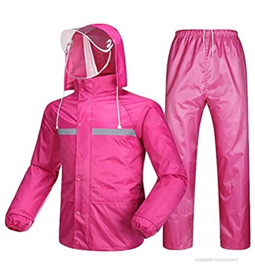 YQQMC Costumes de Pluie pour Hommes Femmes imperméables et Respirantes Manteaux de Pluie avec Bande réfléchissante Pantalon de Veste de Pluie Durable Réutilisable Color : Rose Pink Size : M