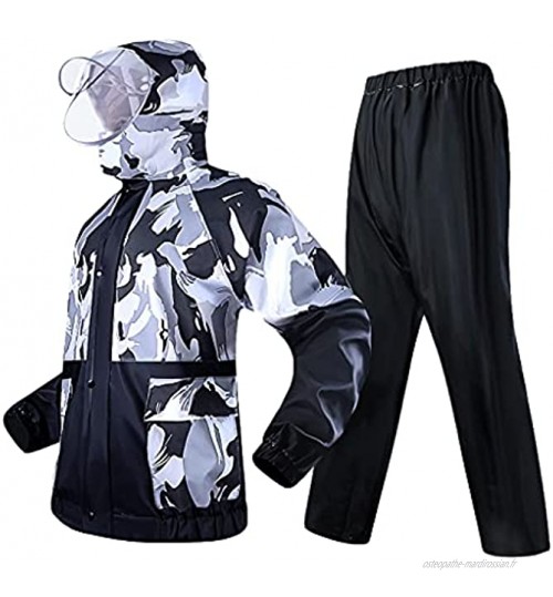 YQQMC Costumes de Pluie pour Hommes Femmes imperméables imperméable imperméable imperméable Veste de Pluie Respirante Veste et Pantalon Réutilisable Color : Black White Size : XX-Large