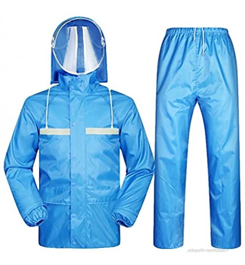 YQQMC Costumes de Pluie pour Hommes Femmes imperméables Manteaux de Pluie avec Bande réfléchissante Pantalon de Veste de Pluie Durable Réutilisable Color : Navy Blue Size : L