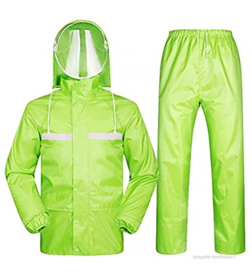 YQQMC Costumes de Pluie pour Hommes Femmes imperméables Manteaux de Pluie avec Bande réfléchissante Pantalon de Veste de Pluie Durable Réutilisable Color : Green Size : S