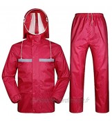 YQQMC Costumes de Pluie pour Hommes Femmes imperméables Manteaux de Pluie avec Bande réfléchissante Pantalon de Veste de Pluie Durable Réutilisable Color : Red Size : XL