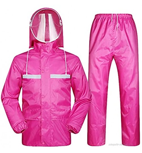 YQQMC Costumes de Pluie pour Hommes Femmes imperméables Manteaux de Pluie avec Bande réfléchissante Pantalon de Veste de Pluie Durable Réutilisable Color : Rose Pink Size : S