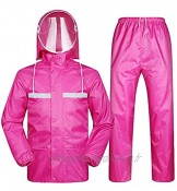 YQQMC Costumes de Pluie pour Hommes Femmes imperméables Manteaux de Pluie avec Bande réfléchissante Pantalon de Veste de Pluie Durable Réutilisable Color : Rose Pink Size : M