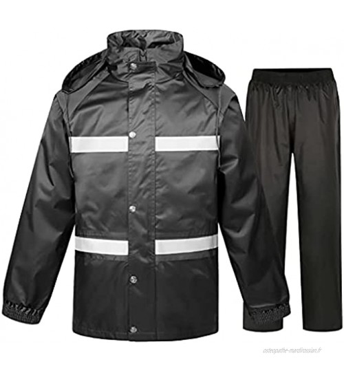 YQQMC Garantie de Pluie pour Hommes Manteaux de Pluie imperméables légers pour la pêche au Golf de Moto Veste et Pantalon Réutilisable Color : Black Size : XX-Large