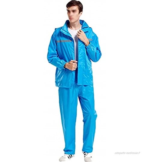 YQQMC Les Costumes de Pluie des Hommes étanches à Capuchon imperméable ridiculiser des imperméables avec Une Veste de Pluie Pantalon Réutilisable Color : Royal Blue Size : L