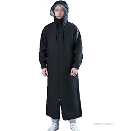 YQQMC Manteau de Pluie Longue Veste de Pluie à Capuche imperméable Poncho pour Hommes Femmes Réutilisable Color : Black Size : XL