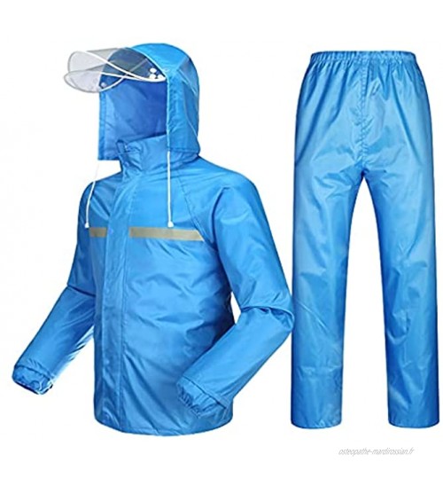 YQQMC Manteaux de Pluie avec Bande réfléchissante Costumes de Pluie imperméables pour Hommes Femmes Pantalon de Veste de Pluie Durable Réutilisable Color : Navy Blue Size : XL