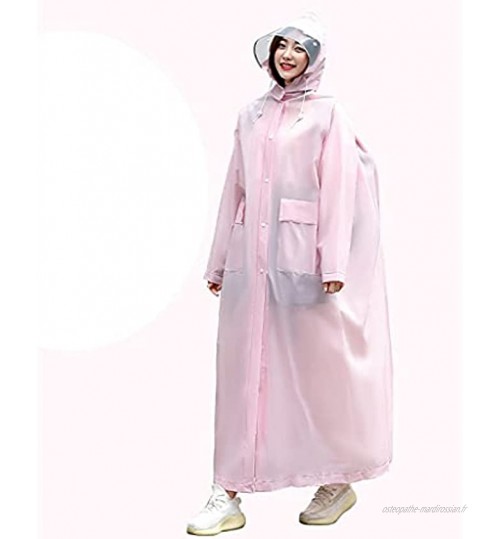 YQQMC Pluie Poncho pour Femmes Adultes Veste à Capuche imperméable randonnée réutilisable Manteau de Pluie avec Poches Réutilisable Color : Pink Size : L