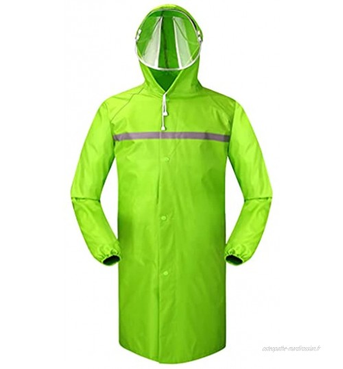 YQQMC Veste de Pluie Longue de Pluie imperméable imperméable pour Hommes réfléchissant avec Capuche Réutilisable Color : Green Size : L