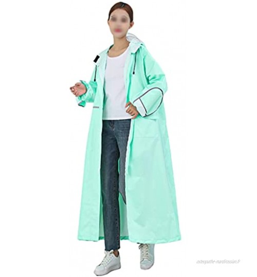 YQQMC Veste imperméable de Pluie imperméable de Pluie imperméable Femme imperméable réfléchissant réutilisable réutilisable avec Capuche Réutilisable Color : Green Size : XL