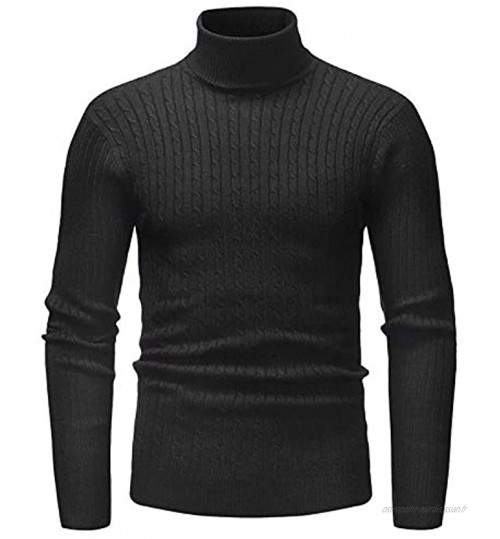 Carolilly sous-Pull Homme en Col Roulé A Manches Longues Pull Moulant Homme Chaud