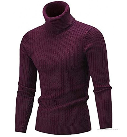 iHENGH Hiver Hommes Mince Tricot Chaud Pull col Haut Pull Pull col roulé Top