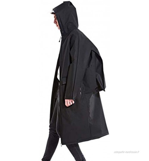 Ransparent Raincoat Visite Imperméable Manteau Zipper Pluie Capuche Femme Sac À Dos Homme Femme Raincoat Cartable Abrigo Mujer Color : Black Size : XL