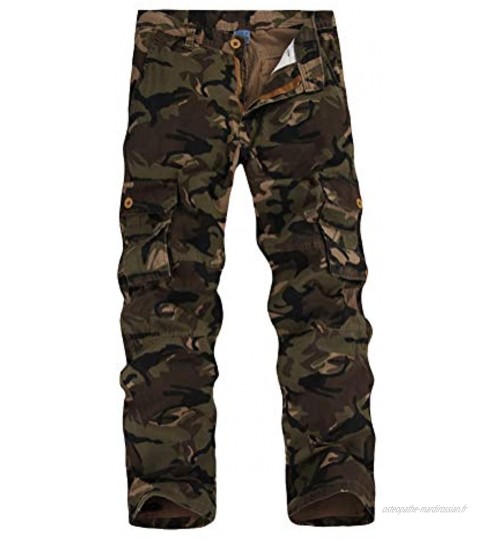 DaiHan Homme Adultes Combat Pantalons Treillis Militaire Cargo Pantalon de Travail Multi Poches Coton Camouflage en Vrac Loisir