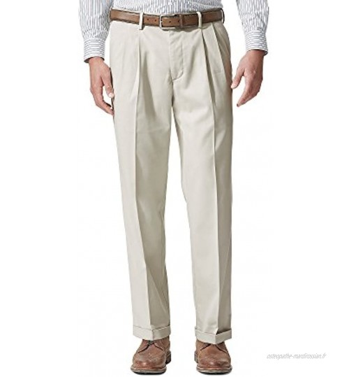 Dockers Men's Relaxed Fit Comfort Khaki Cuffed Pants-Pleated D4 Porcelain Khaki Stretch 30W x 30L