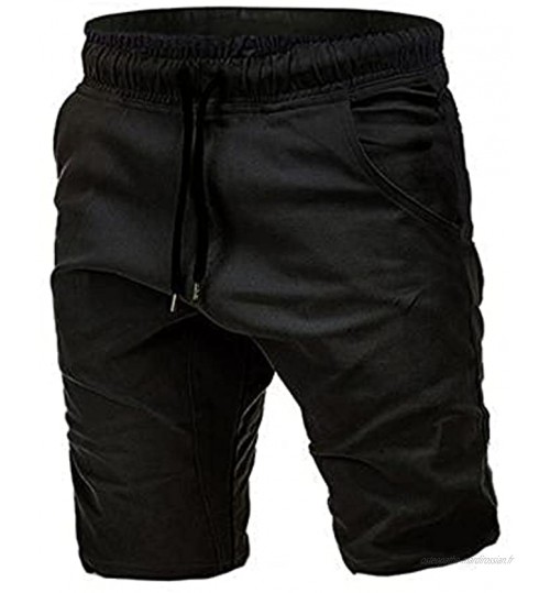 N\P Short de sport en coton pour homme avec poches et cordon de serrage