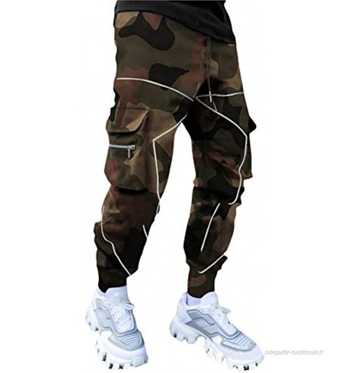 Sarouel de streetwear pour homme avec poches multiples Pantalon de jogging Coupe ample Hip Hop Vêtement punk pour homme S-5XL