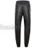 Smart Range Leather Pantalon de survêtement en Cuir véritable pour Hommes Pantalon de Jogging Napa Noir 4050