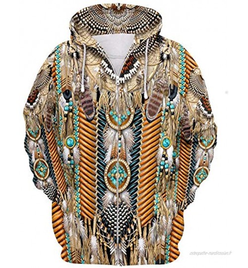 Synona American Indian Element Series Sweat à Capuche imprimé en 3D Unisex Amérindien Cosplay Costume Manches Longues décontracté Hoodie Couple Sweatshirt Pullover Tops Vestes pour Homme Femme