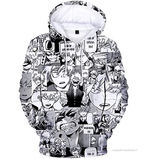 YIMIAO Homme Femme Sweats à Capuche 3D imprimé My Hero Academia Anime Fans Hoodie Manga Cosplay Sweatshirt