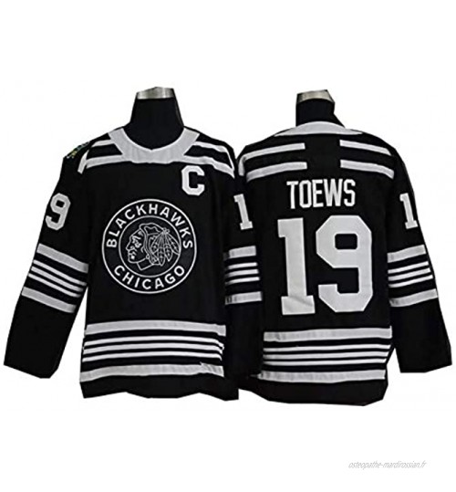 ZSViVi Jonathan Toews # 19 Chicago Blackhawks Hockey sur Glace Chandails LNH for Les Hommes Sweat-Shirts Manches Longues Femmes T-Shirt Color : Black Size : Medium
