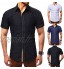 Hommes de la Mode Solide Pathwork Style Design Smart Casual Chemises Tops Blouse