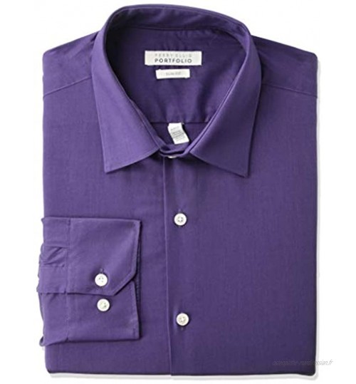 Perry Ellis Men's Button Up Purple Solid 15.5 34 35