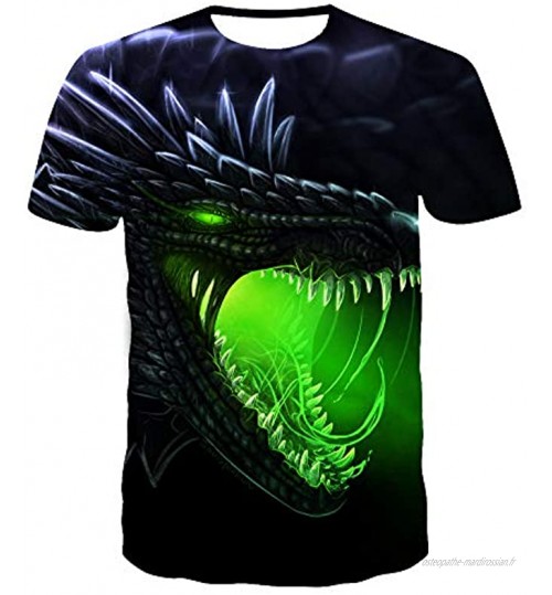 T-shirt de course à pied à manches courtes pour homme Motif dragon 3D imprimé amusant Pour l'été 110-6XL