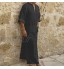 Heflashor Homme Thobe Robe Caftan Arabe Musulman Chemise Longues Décontracté Ethniques Costumes Une pièce en Vrac Occasionnels Robe Col V Moyen-Orient avec Poches