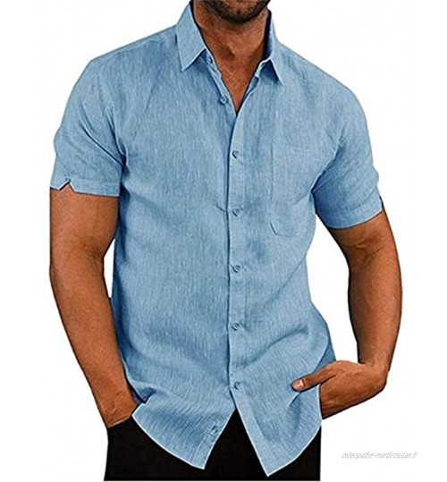 SHENSHI Chemise Homme Manche Courte,Chemises Boutonnées Chemise De Plage Décontractée À Col Slim Coupe Régulière Anti-Rides Vêtements pour Hommes