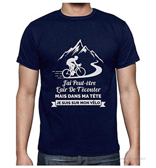 Cyclisme Homme dans Ma Tête Je suis sur Mon Vélo Humour T-Shirt Homme